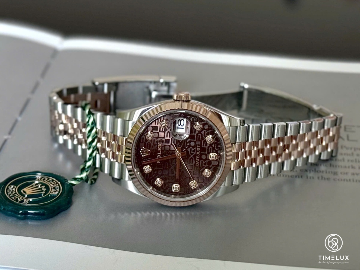 Rolex 126231 vi tính nâu Rose Gold/Steel 36mm 